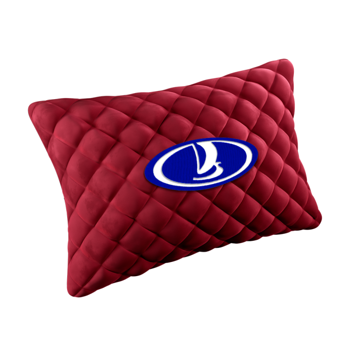 Подушки из алькантары Подушка из алькантары бордовая с вышивкой Lada