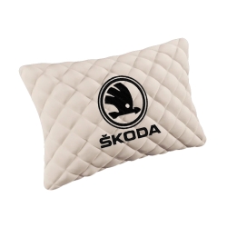 Подушка из алькантары молочная с вышивкой 